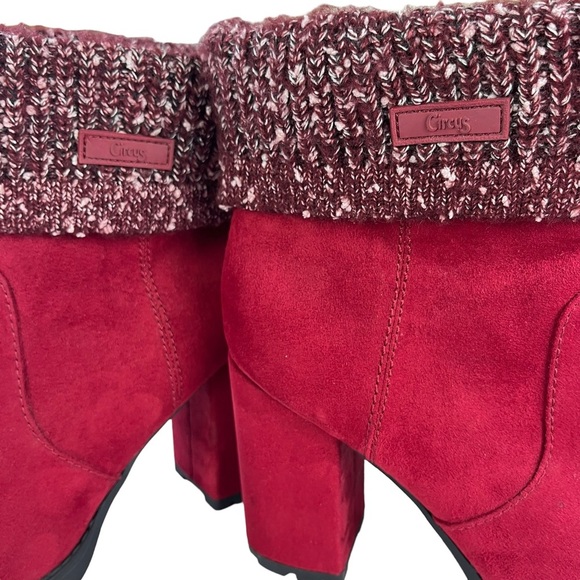Circus By Sam Edelman Carter Knit Suede Ankle Boots Red Womens Size 9.5 - Picture 6 of 12